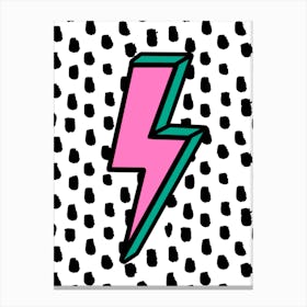 Pink & Green Lightning Bolt Canvas Print