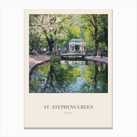 St Stephens Green Dublin 2 Vintage Cezanne Inspired Poster Canvas Print