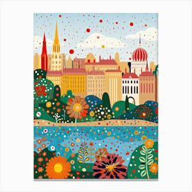 Budapest, Illustration In The Style Of Pop Art 1 Canvas Print