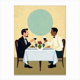 Two Men At A Dinner Table Canvas Print