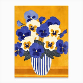 Pansy Flowers On A Table   Contemporary Illustration 3 Canvas Print