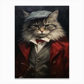 Gangster Cat Siberian 4 Canvas Print