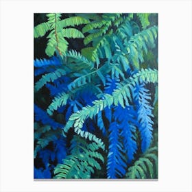 Crisped Blue Fern Cézanne Style Canvas Print