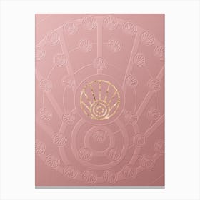 Geometric Gold Glyph Abstract on Circle Array in Pink Embossed Paper n.0046 Canvas Print