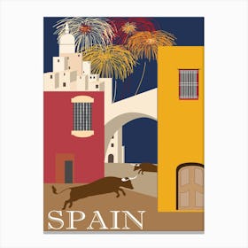 Travel Poster Spain Bulls Canvas Print