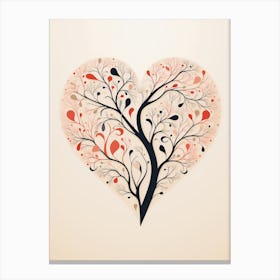 Swirl Cream & Coral Tree Heart 1 Canvas Print