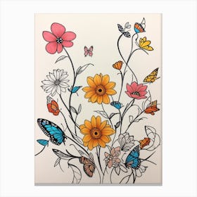 Luckycharms Flowers And Butterflies Canvas Print