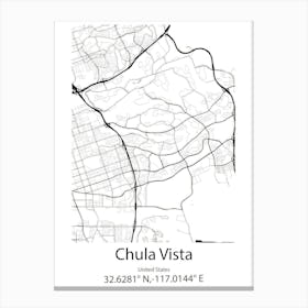 Chula Vista,United States Minimalist Map 1 Canvas Print