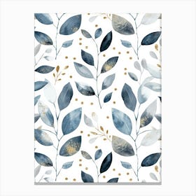 Blue And Gold Leaves 9 Canvas Print