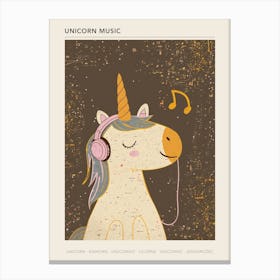 Unicorn Listening To Music With Headphones Muted Pastels 2 Poster Canvas Print