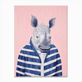 Playful Illustration Of Rhinoceros Bear For Kids Room 1 Canvas Print