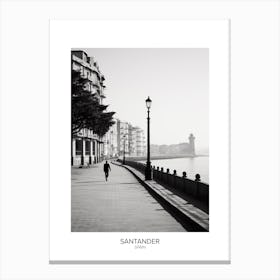 Poster Of Santander, Spain, Black And White Analogue Photography 3 Canvas Print