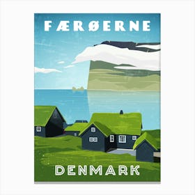 Faroe islands/Faroerne, Denmark — Retro travel minimalist poster Canvas Print