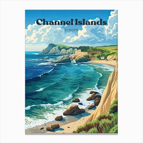 Channel Islands Europe Archipelago Digital Travel Illustration Canvas Print