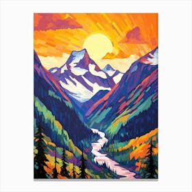 North Cascades National Park Retro Pop Art 3 Canvas Print