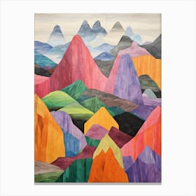 Puncak Jaya Indonesia 2 Colourful Mountain Illustration Canvas Print