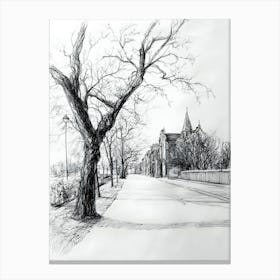 Charcoal Pencil Drawing Street Scene Canvas Print