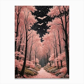 Pink Bat Forest Canvas Print