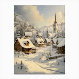 Winter Village Scene Canvas Print