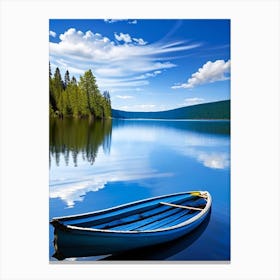 Canoe On Lake Water Waterscape Photography 1 Canvas Print