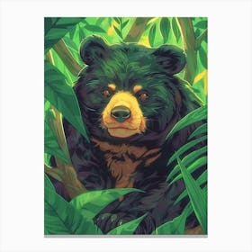 Black Bear In The Jungle Canvas Print