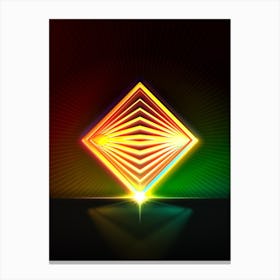 Neon Geometric Glyph in Watermelon Green and Red on Black n.0066 Canvas Print