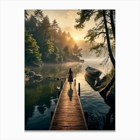 Girl On A Dock Canvas Print