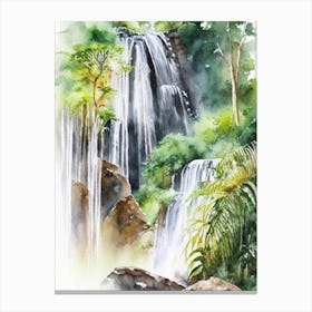 Marojejy National Park Waterfall, Madagascar Water Colour  (3) Canvas Print