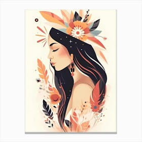 Girl With Feathers Canvas Print