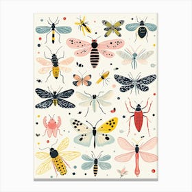 Colourful Insect Illustration Whitefly 13 Canvas Print