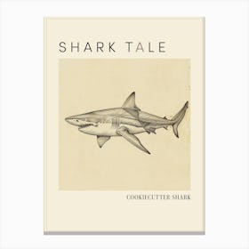 Cookiecutter Shark Vintage Illustration 3 Poster Canvas Print