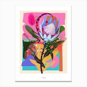 Protea 3 Neon Flower Collage Poster Canvas Print