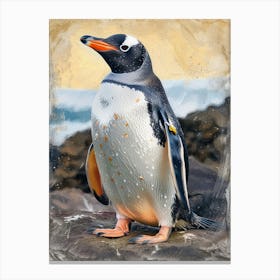 Galapagos Penguin Grytviken Colour Block Painting 1 Canvas Print