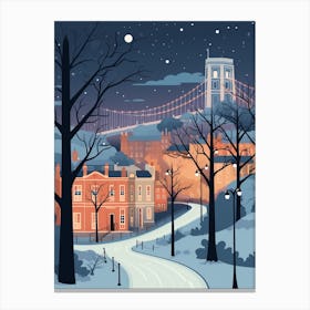 Winter Travel Night Illustration Bristol United Kingdom 1 Canvas Print