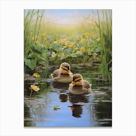 Floral Ornamental Duckling Painting 9 Canvas Print