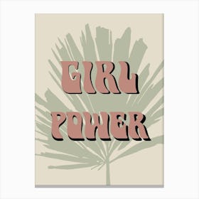 Pink Girl Power, Palm Leaf 3, Nursery Art, Pastels Canvas Print