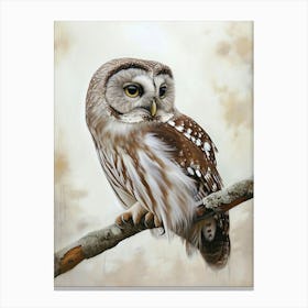 Boreal Owl Painting 2 Canvas Print
