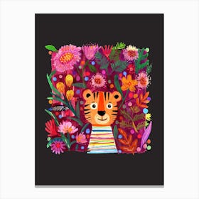 Be Wild And Be Free Tiger Black Canvas Print