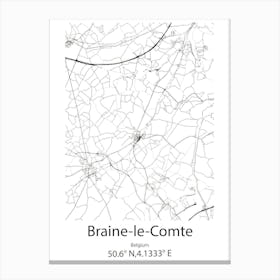 Braine Le Comte,Belgium Minimalist Map Canvas Print