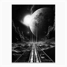 Interstellar Voyage Abstract Black And White 8 Canvas Print