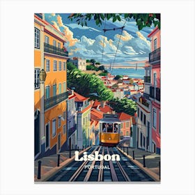 Lisbon Portugal Tram Travel Illustration Leinwandbild