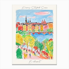 Poster Of Budapest, Dreamy Storybook Illustration 2 Canvas Print