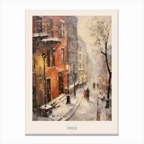 Vintage Winter Painting Poster Oslo Norway 2 Canvas Print