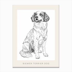Black & White Dog Line Drawing 1 Poster Canvas Print