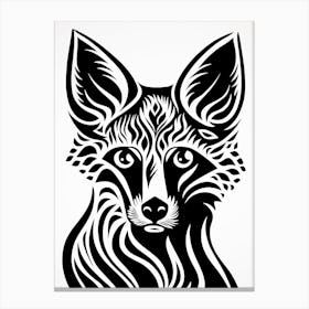 Linocut Fox Abstract Line Illustration 14 Canvas Print