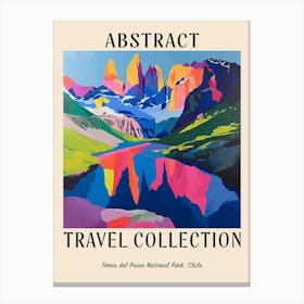 Abstract Travel Collection Poster Torres Del Paine National Park Chile 1 Canvas Print