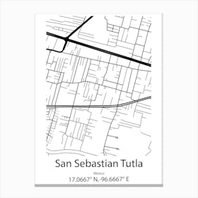 San Sebastian Tutla,Mexico Minimalist Map Leinwandbild