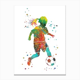 Little Girl Soccer Player Canvas Print