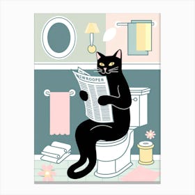 Cat Reading Newspaper Canvas Print