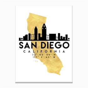 San Diego California Silhouette City Skyline Map Canvas Print